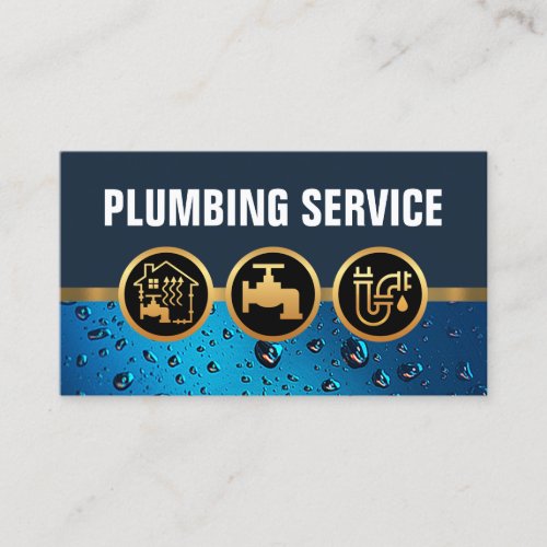 Plumbing Icons Water Drop Business Card