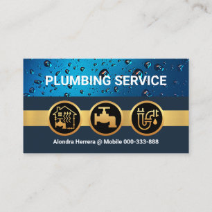 Plumbing Icons Water Drop Business Card