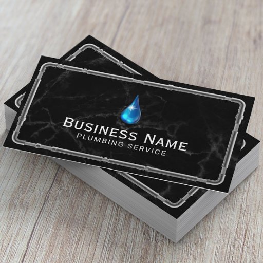 Customizable Plumbing Metal Pipes Repair Modern Marble Business Card