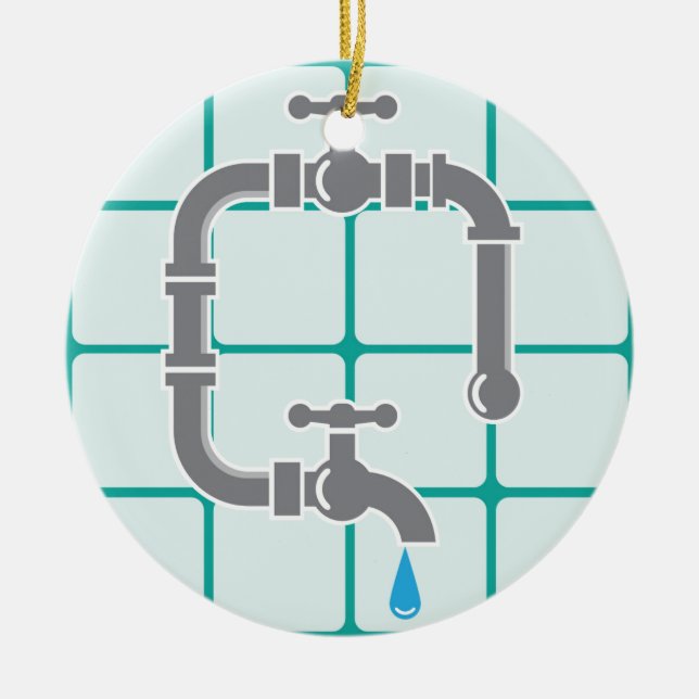 Plumbing pipe ceramic ornament (Front)
