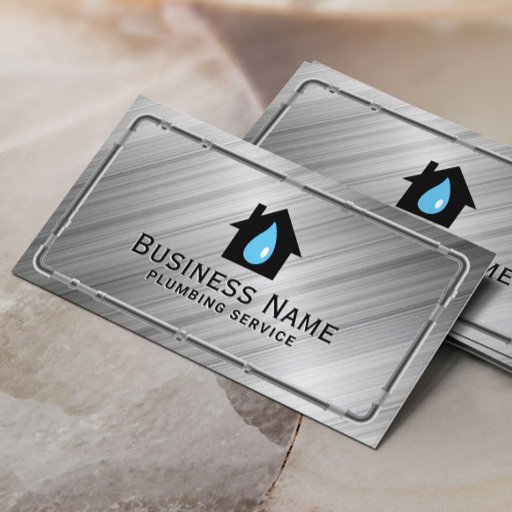 Customizable Plumbing Pipes Repair Service Metal Plumber Business Card