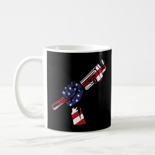 Plumbing Plumber Pipe Wrench American Flag Vintage Coffee Mug