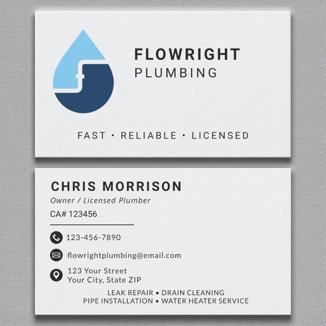 Plumbing Professional Business Card (Creator Uploaded)
