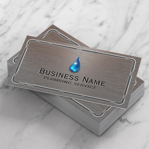 Customizable Plumbing Professional Metal Pipes Pro Repair Business Card