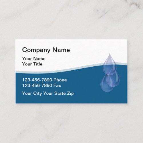Plumbing Service And Water Filtration Business Card