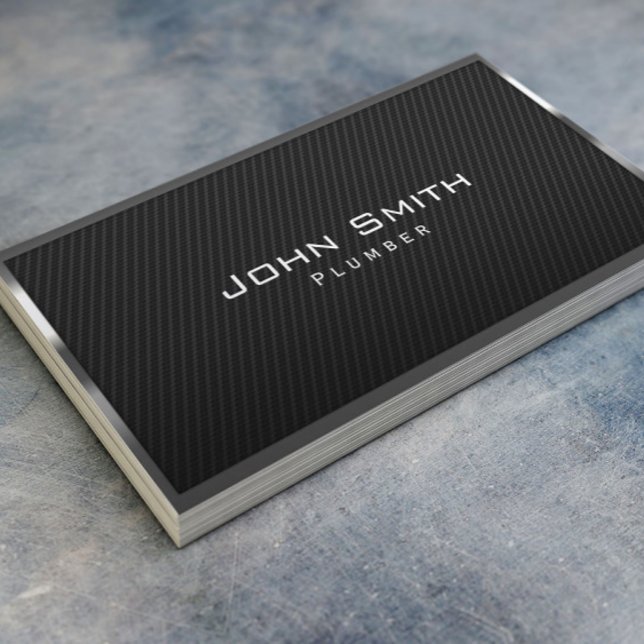 Plumbing Service Black Carbon Fiber Plumber Business Card (Creator Uploaded)
