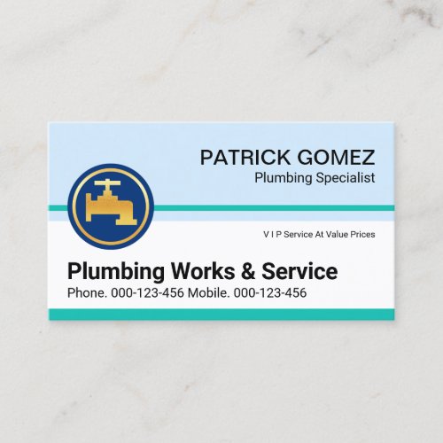 Plumbing Service Blue Layers Business Card