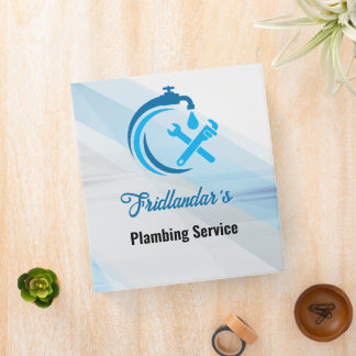 Plumbing Service Blue Water Drop Logo Plumber 3 Ring Binder