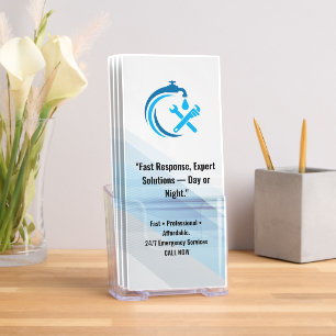 Plumbing Service Blue Water Drop Logo Plumber Brochure