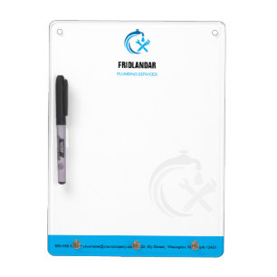 Plumbing Service Blue Water Drop Logo Plumber Dry Erase Board