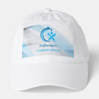 Plumbing Service Blue Water Drop Logo Plumber Hat