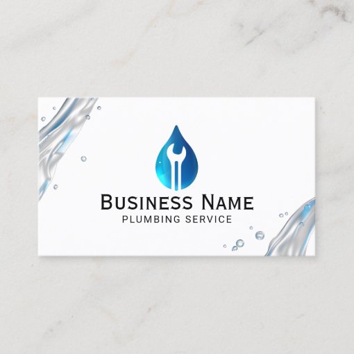 Plumbing Service Blue Water Drop Tool Logo Busines Business Card Zazzle