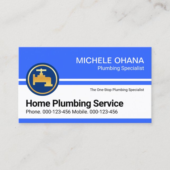 Plumbing Service Blue Water Layers Business Card (Front)