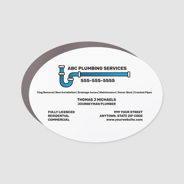 Plumbing Service Car Magnet (Front)