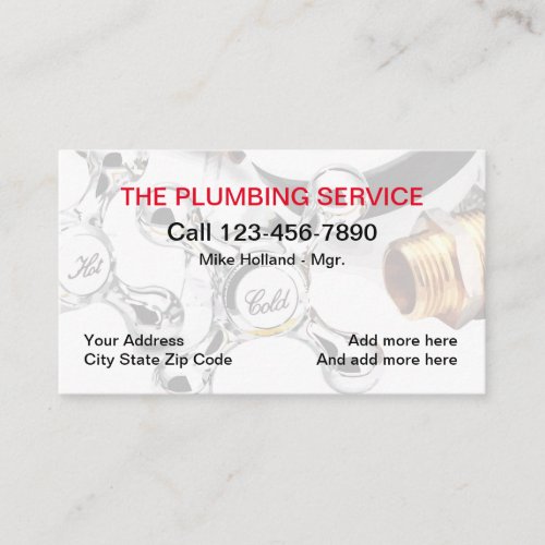 Plumbing Service Design Business Card