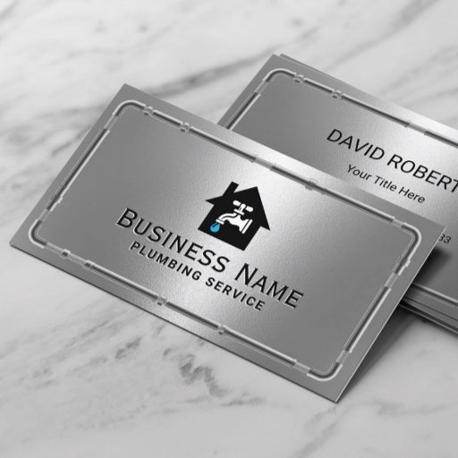 Customizable Plumbing Service Faucet Logo Metal Plumber Business Card