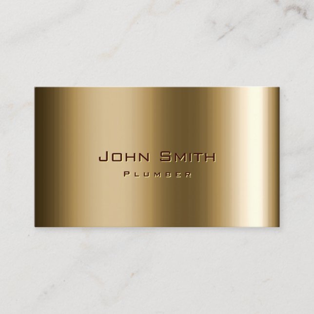 Plumbing Service Metallic Bronze Plumber Business Card (Front)
