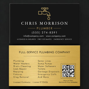 Plumbing Service Plumber QR Code Business Card