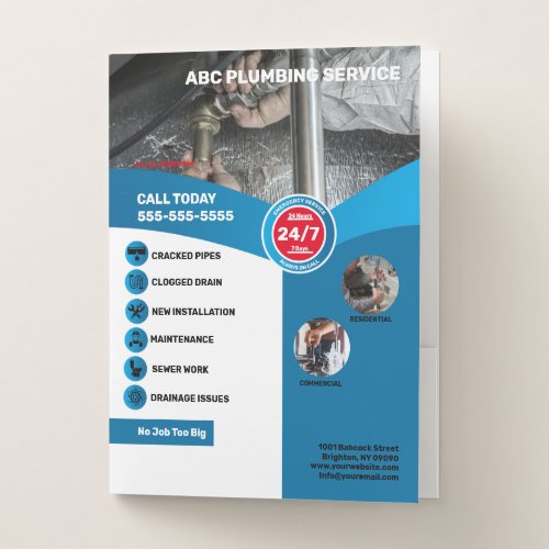 Plumbing Service Pocket Folder