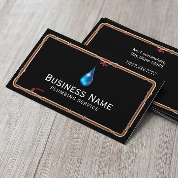 Plumbing Service Professional Pipe Framed Repair Business Card by cardfactory at Zazzle