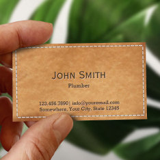 Plumbing Service Vintage Stitched Leather Business Card at Zazzle