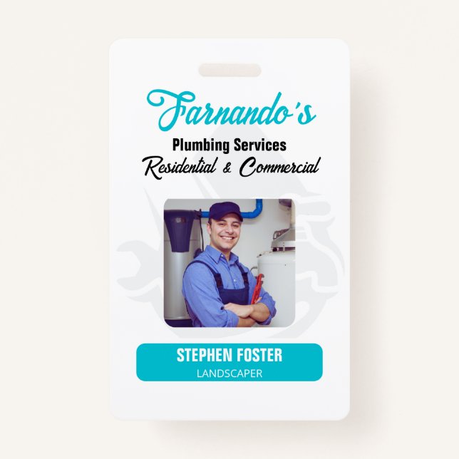 Plumbing Service Water Drop Logo Plumber Business Badge (Front)