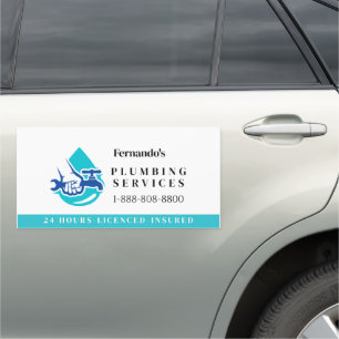 Plumbing Service Water Drop Logo Plumber Business Car Magnet