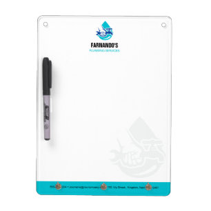 Plumbing Service Water Drop Logo Plumber Business Dry Erase Board