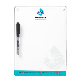 Plumbing Service Water Drop Logo Plumber Business Dry Erase Board