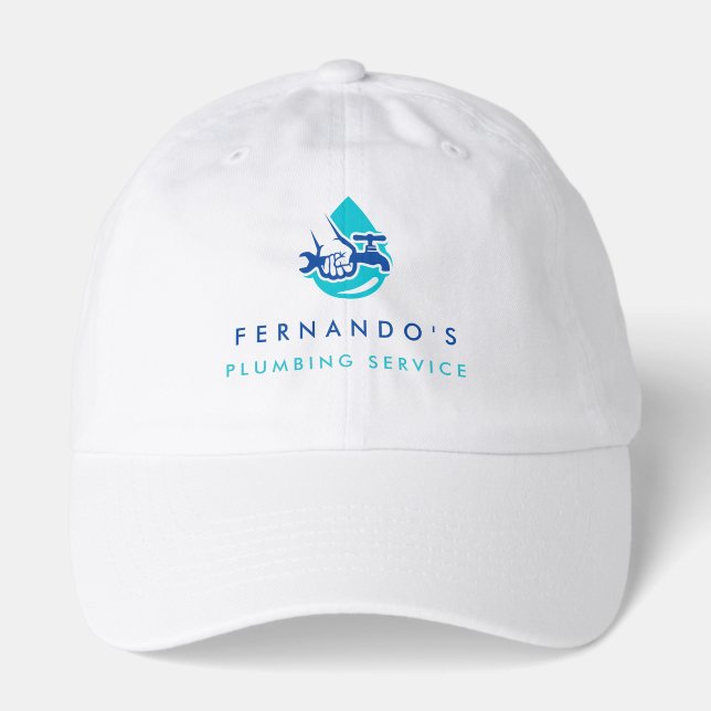 Plumbing Service Water Drop Logo Plumber Business Hat (Front)