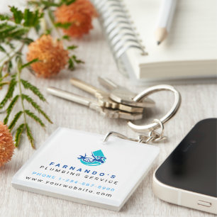 Plumbing Service Water Drop Logo Plumber Business Keychain