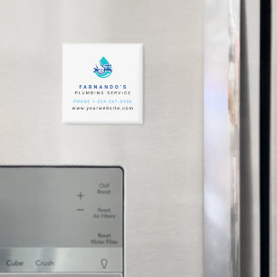 Plumbing Service Water Drop Logo Plumber Business Magnet