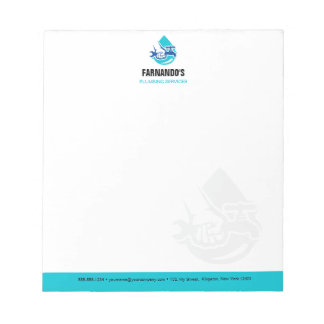 Plumbing Service Water Drop Logo Plumber Business Notepad