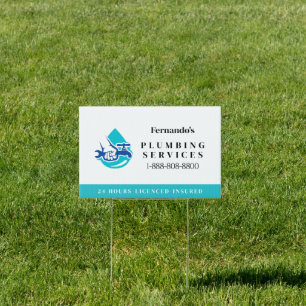 Plumbing Service Water Drop Logo Plumber Business Sign