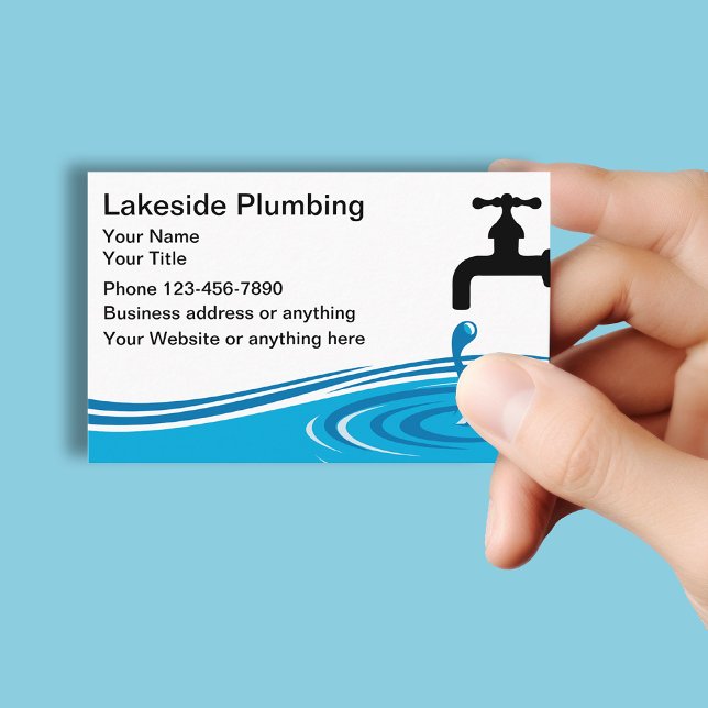 Plumbing Service Water Leak Simple Graphic Business Card (Creator Uploaded)