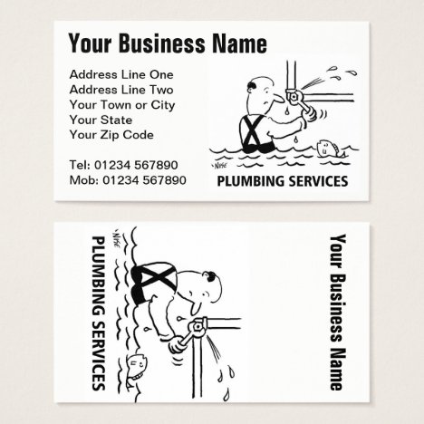 Plumbing Services Cartoon Business Card