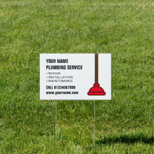 Plumbing services drain cleaner business logo lawn sign