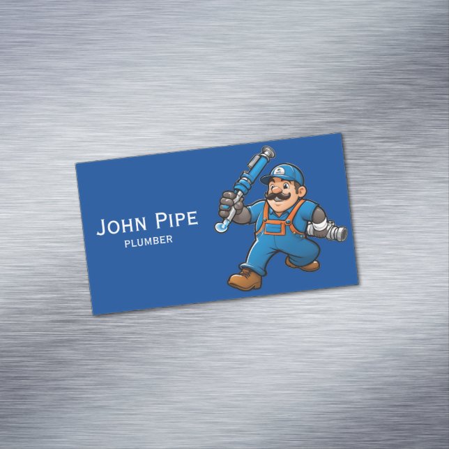 plumbing services logo business card magnet (In Situ)