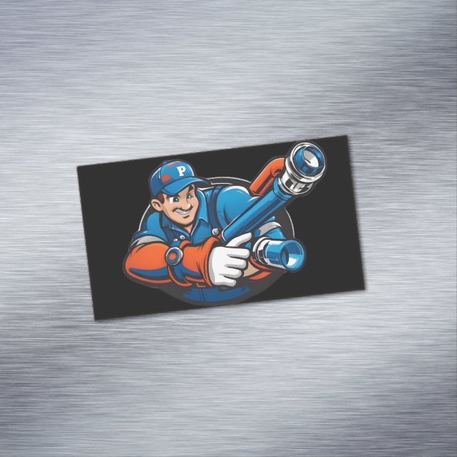 plumbing services logo business card magnet (In Situ)