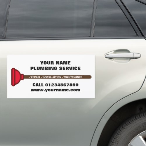 Plumbing services red plunger company logo car magnet