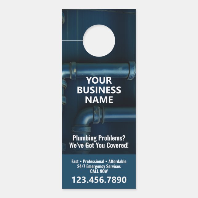Plumbing Services - Small Business Plumber Modern Door Hanger (Front)