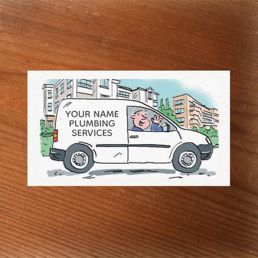 Customizable Plumbing Services with Name on Company Van Business Card