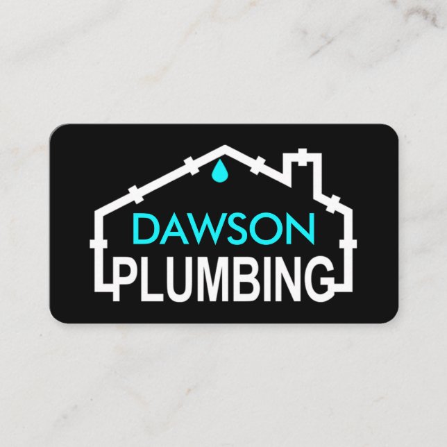 Plumbing Signage Home Pipe Frame Business Card (Front)