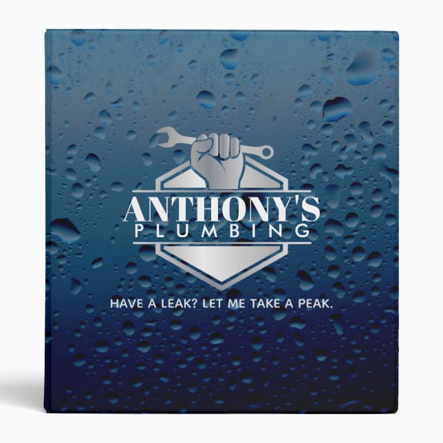 Plumbing Slogans Business Cards 3 Ring Binder (Front)