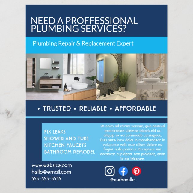 Plumbing Specialist Business bathroom specialist Flyer (Front)