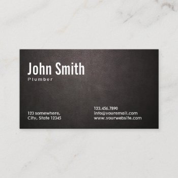 Plumbing Stylish Dark Leather Plumber Business Card by cardfactory at Zazzle