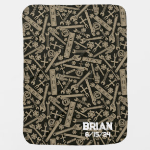 Plumbing Themed, Construction, Tools Baby Blanket