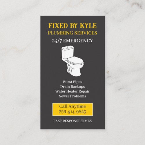 Plumbing Toilet Plumber Bathroom Remodeling Business Card