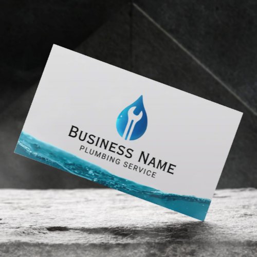 Plumbing Tool Water Drop Logo Professional Plumber Business Card