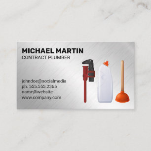 Plumbing Tools Metallic Background Business Card
